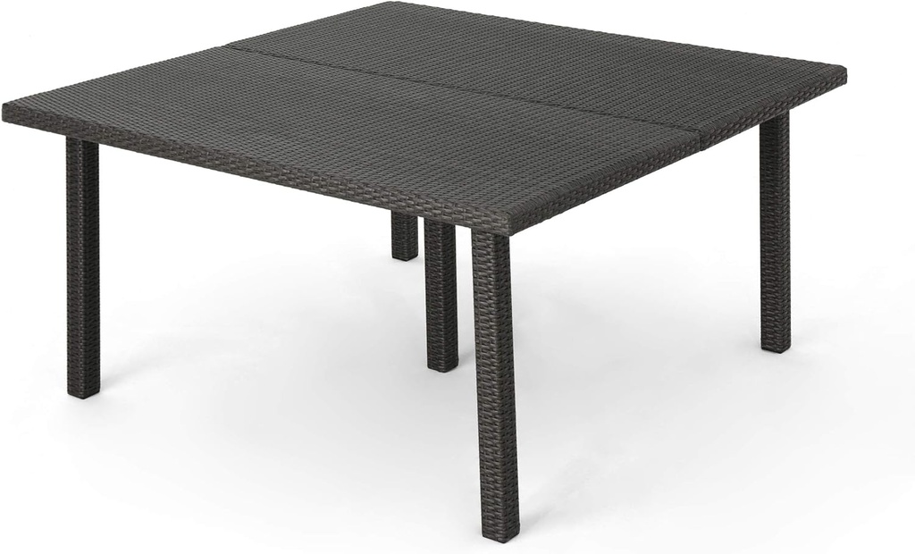 Great Deal Furniture Fern Outdoor 64 Inch Grey Wicker Square Dining Table