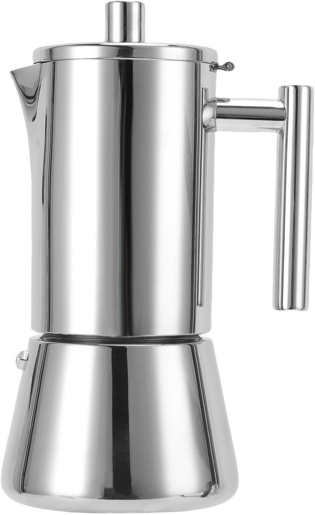 6 Cup Stovetop Maker Pot Italian Coffee Maker with 304 Stainless Steel for Induction Gas Electric Stoves Home Party Camping,6 Cups, Induction Gas Stove Compatible