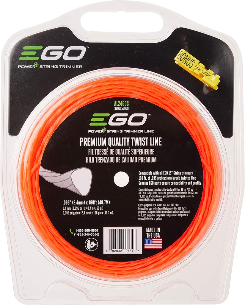 EGO POWER+ 50M 2.4mm Premium Quality Twist Line for String Trimmer Models ST1500/-S/F/SF - AL2450S