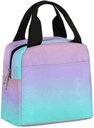 Lunch Bags for Women Men, Cotton Candy Ombre Insulated Lunch Box Gradient Color Reusable Cooler Lunch Tote Bag for Girls Boys School Work Office Picnic Travel