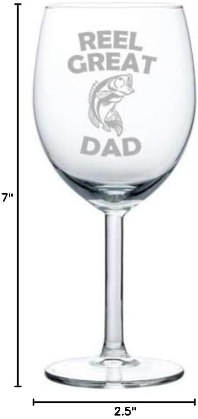 Wine Glass Goblet Reel Great Dad Bass Fish Fishing Father (10 oz)