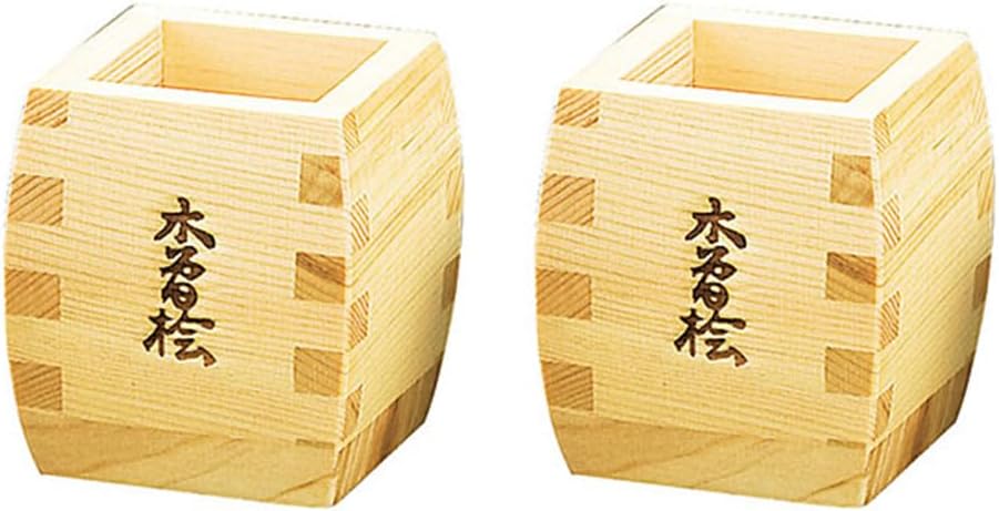 IPPINKA Japanese Traditional Hinoki Wooden Sake Cups - Set of 2 - Straight - Handmade in Japan