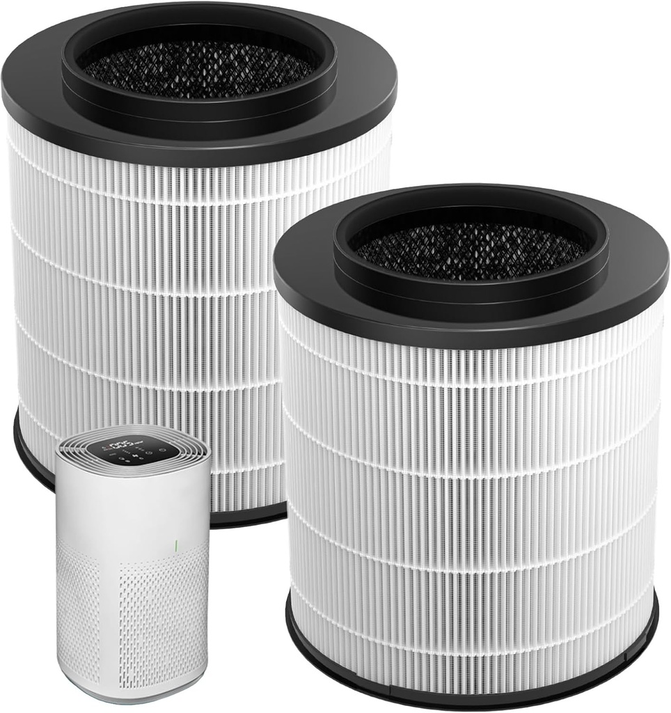 2-Pack 12030 HEPA Replacement Filter, 1,000 Sq. Ft. Capacity, Compatible with Clorox Medium Room Air Purifier 11030 & 11031, 3-in-1 HEPA Filter for Dust, Pet Dander, Pollen, #12030