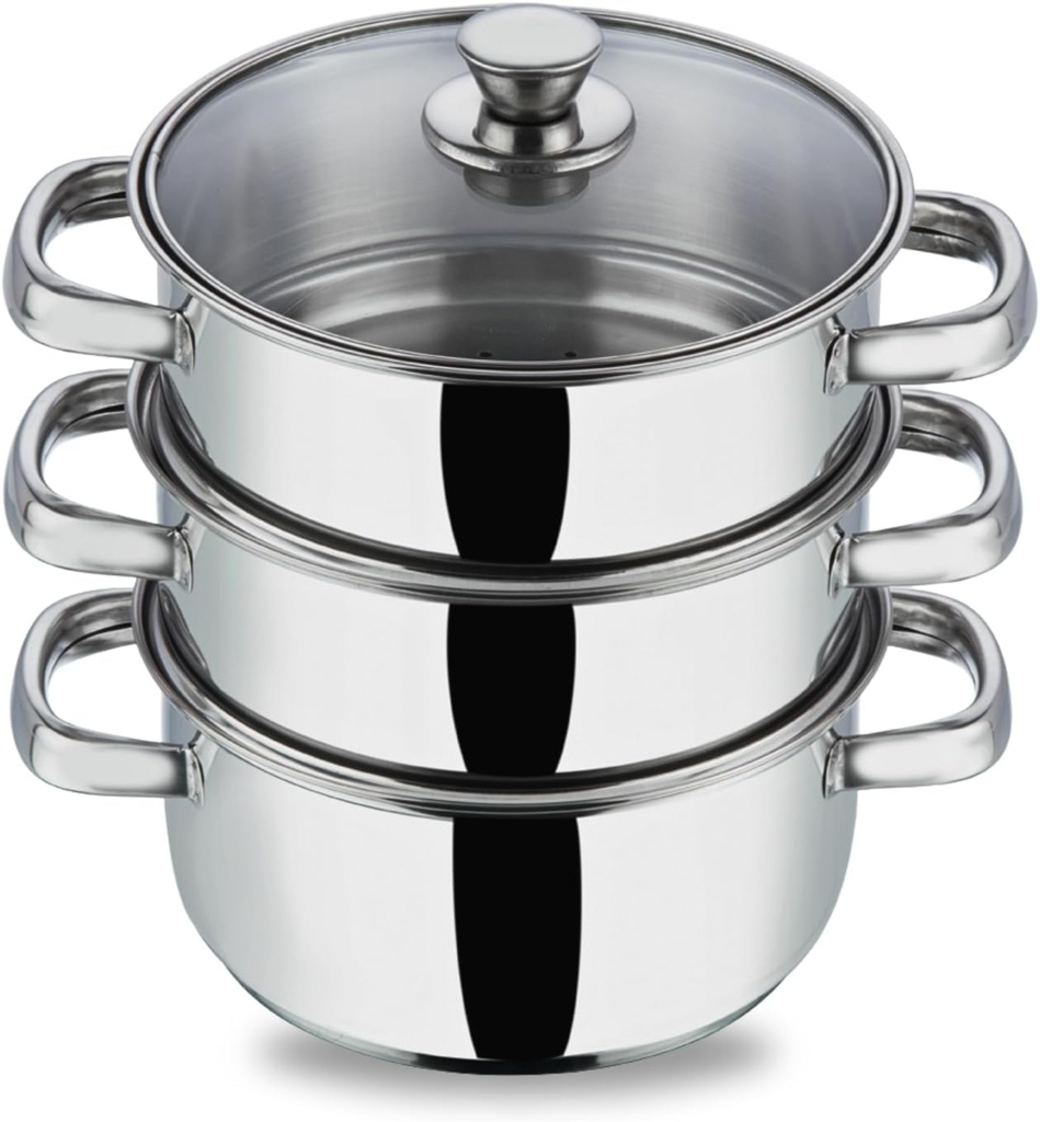 Vinod Cookware 3 Tier Steamer Silver 18 Cm