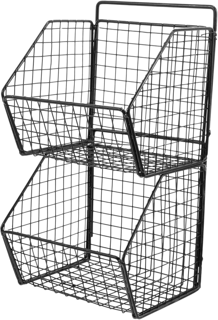 OUNONA Hanging Basket Organizer Wall Mounted for Kitchen for Vegetables Fruits