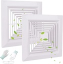 2-Piece (9"x9"Inches) Bathroom Exhaust Fan Cover with Spring, Square Ceiling or Wall Mounted Exhaust Fan, Ceiling Fan, Grille, Air Diffuser, Diverter Ventilation Hood, Replacement Accessories
