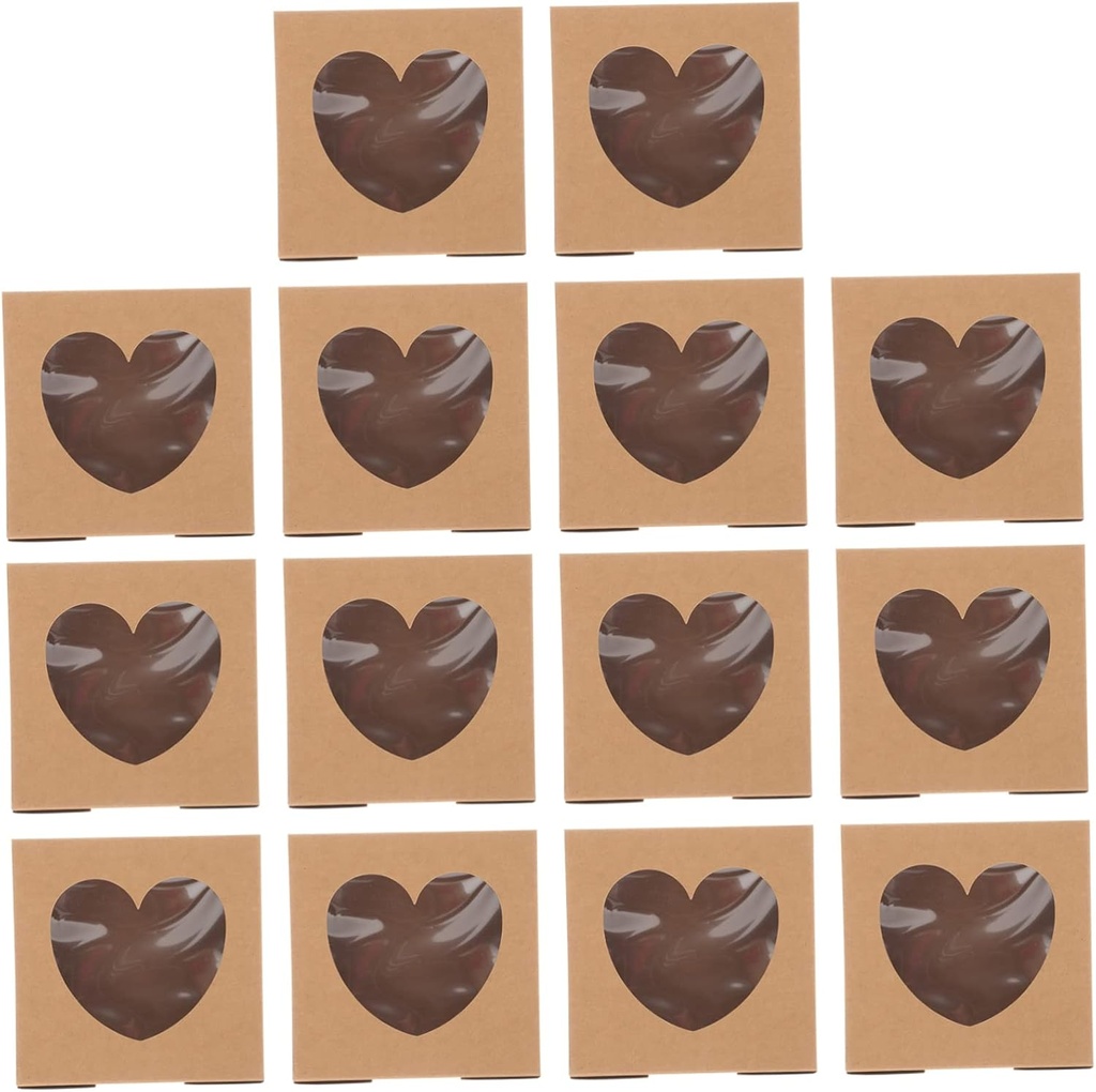 PRETYZOOM 14pcs Kraft Bakery Boxes with Window Small Dessert Boxes for Cookies Cupcakes and Pastries Parties Birthdays and Special Occasions
