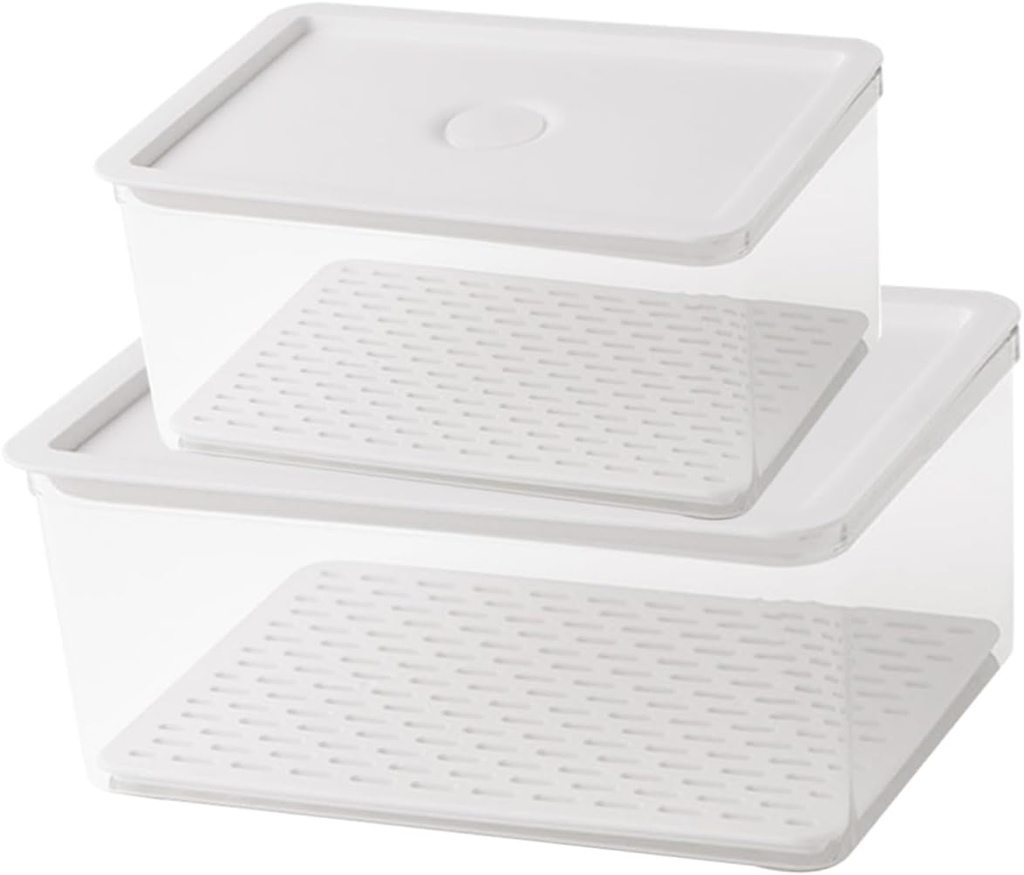 2pcs Transparent Food Storage Containers Airtight Fresh Keep Box for Fridge Organization Versatile Sealed Crisper for Fruits and Bread