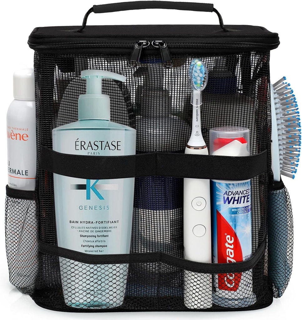 Christmas Birthday Gifts for Women Man, Dorm Room Essentials for Guys Girls Boys, Quick Dry Mesh Shower Caddy Portable, Large Capacity Shower Bag with Hanging Hook, Travel Beach Camping Esentials