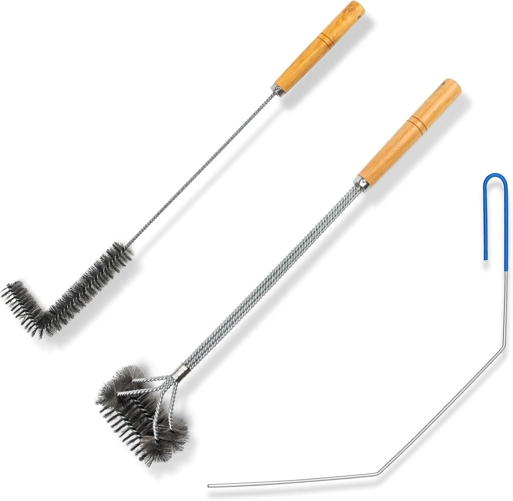 3 Pieces Fryer Cleaning Tools, Stainless Steel Deep Fryer Cleaning Tools, Including Basket Fryer Brush, L-Shape Deep Fryer Cleaning Brush and Fryer Cleanout Rod, Air Fryer Cleaning Brush Tools