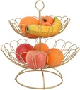 Fruit Bowl For Kitchen Counter, Fruit Basket 2 Tier Iron Fruit Bowl Modern Nordic Detachable with Large Space Fruit Basket For Kitchen Counter For Weddings, Birthday Parties,