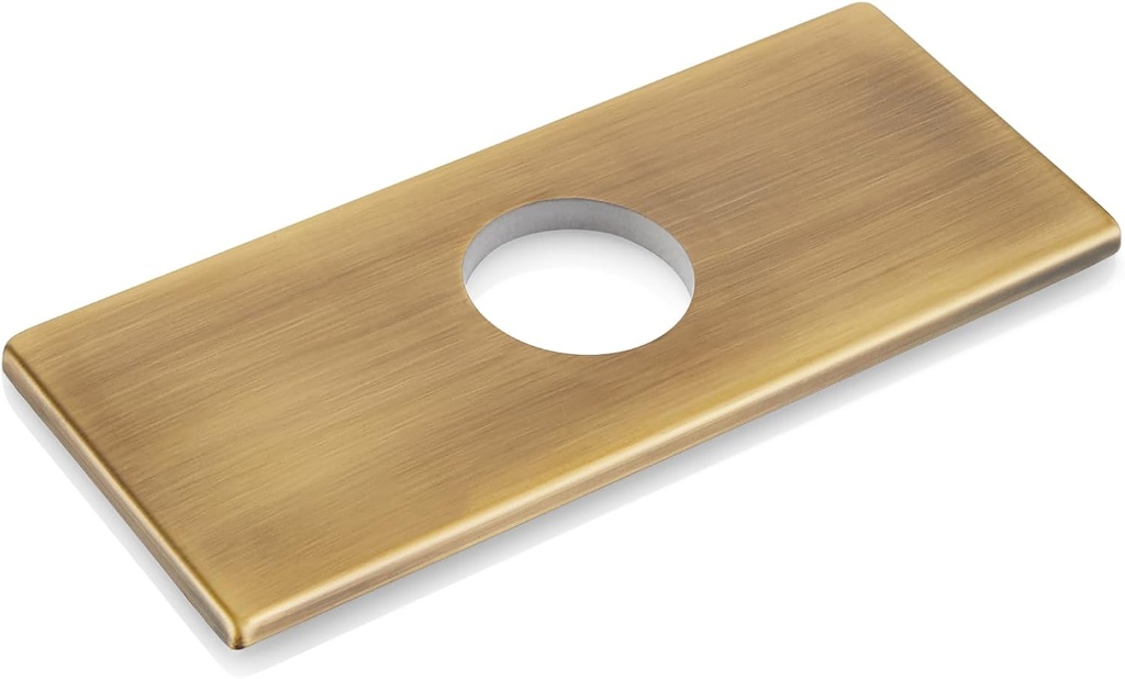 gotonovo 6 inch Rectangle Deck Mount Faucet Plate,Faucet Hole Cover Escutcheon Plate for Kitchen or Bathroom Sink 1 Hole or 3 Hole 4 Inch Centerset Antique Brass