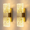 Gold Wall Sconces Set of Two, Modern Crystal Wall Sconce with App/Remote Control, 3000K-6500K Dimmable LED Crystal Wall Light Fixtures for Bathroom Vanity Bedroom Living Room Hallway(11.6 Inch)