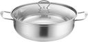 Stainless Steel Hot Pot, Cooking Pot with Double Ear, Easy to Clean Thicken Soup Wok, with Lid for Household Family Gathering, 28cm