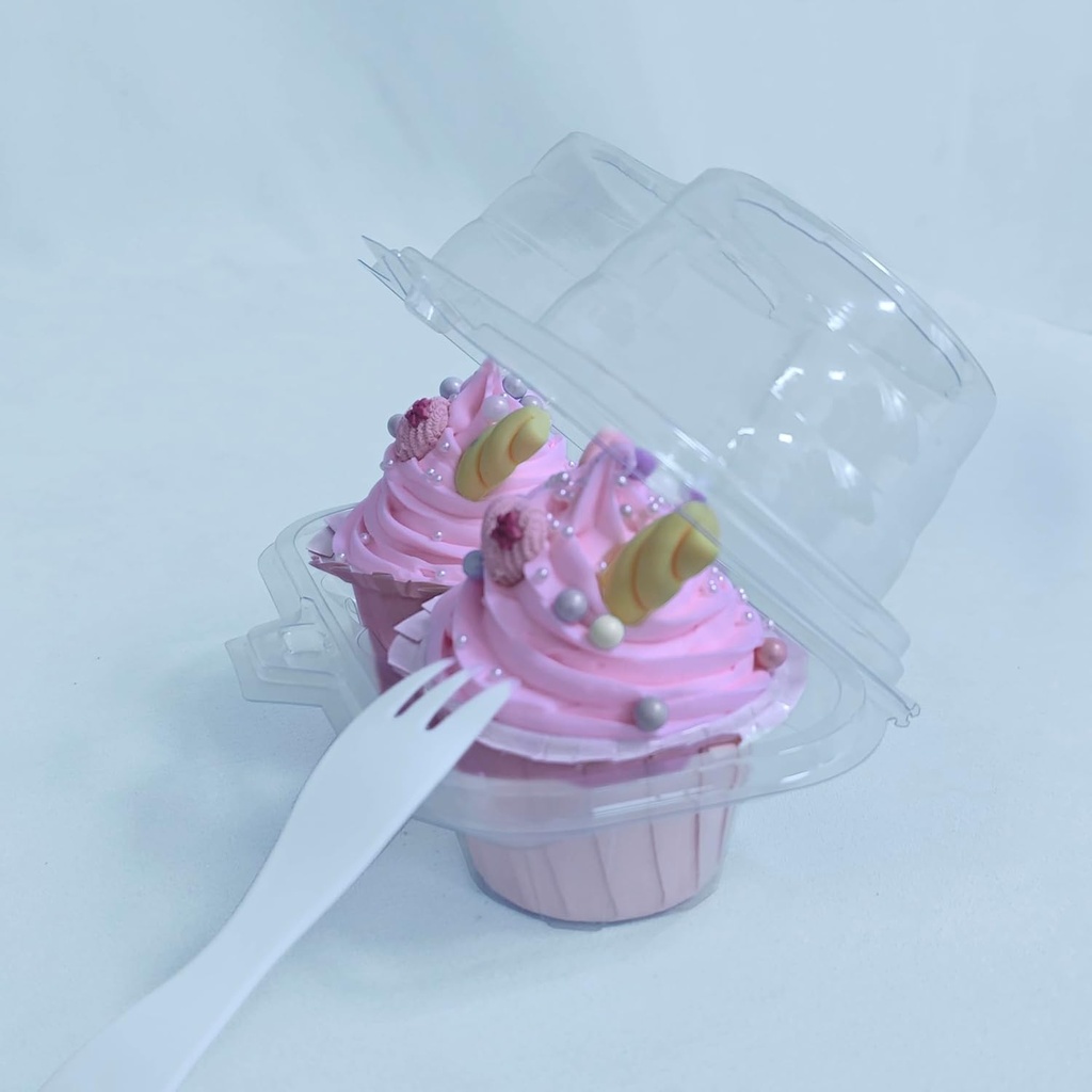 60 Pack 2-Compartment Handle Plastic Muffin Container, Disposable Bulk Cake Rack With Hinges, Transparent Cupcake Container, BPA Free.