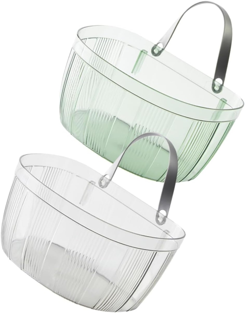 GLEAVI 2Pcs Transparent Wall Mounted Storage Baskets Versatile Hanging Organizers for Kitchen Seasonings Bathroom Toiletries and Sundries for Fruits and Vegetables
