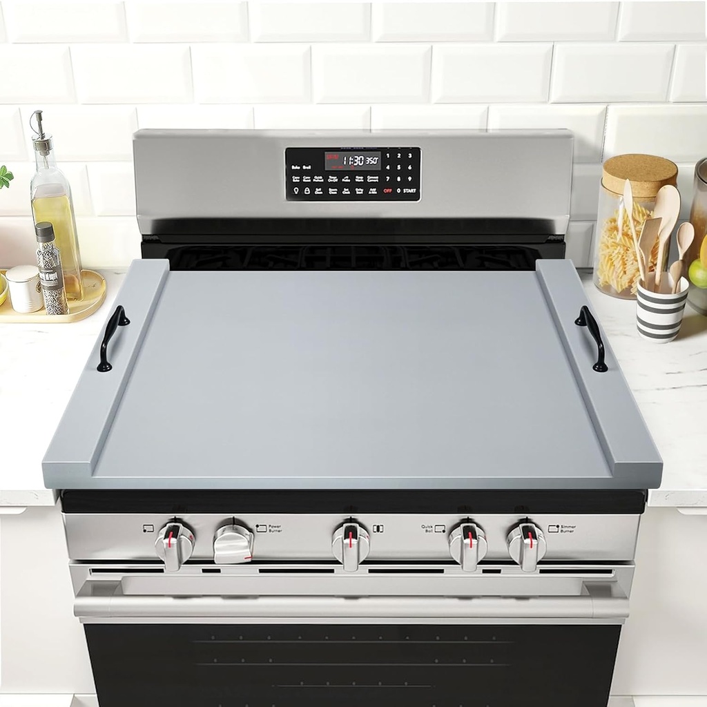 Noodle Board Stove Cover with Handles, Multiple Stove Top Cover Board for Electric/Gas Stove Top(Grey)