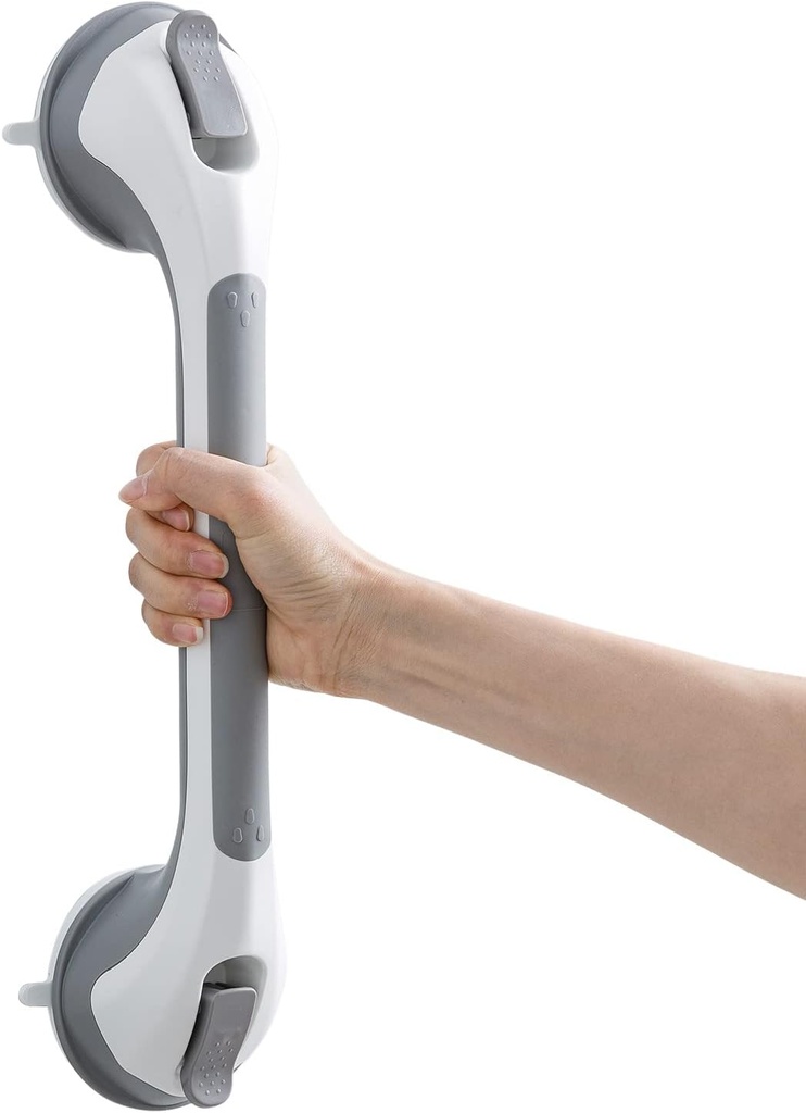 TAILI Shower Grab Bar 16 Inch Suction Cup Grab Bars for Bathroom, Removable Shower Safety Handle Heavy Duty Bathtub Grip for Seniors & Elderly, Strong Handrails No Drilling Waterproof, Grey