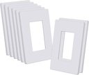 CML Decorator Screwless Wall Plate, 1-Gang Receptacle Outlet Cover, 8 Pack Hidden Screw Smooth Face Switch Plates, Standard Size 2.91"x4.68", UL Listed, White