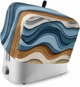Blue Brown Ombre Toaster Cover 4 Slice, Large Kitchen Appliance Covers, Modern Abstract Geometric Aesthetics Toaster Oven Cover with Loop, Bread Machine Cover Polyester Dust Cover Protection