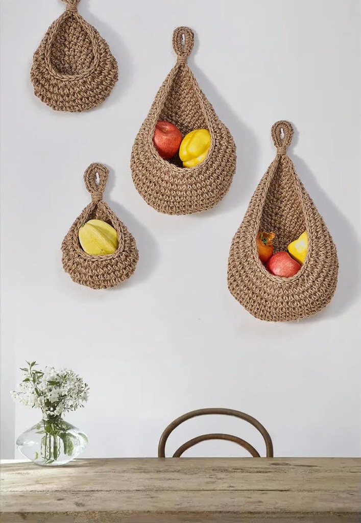 KOSTEN Storage Basket Handwoven Hanging Wall Vegetable Fruit Basket Organizer Container Decor for Kitchen Garden Mount Wall Plant Flower Onion Storage