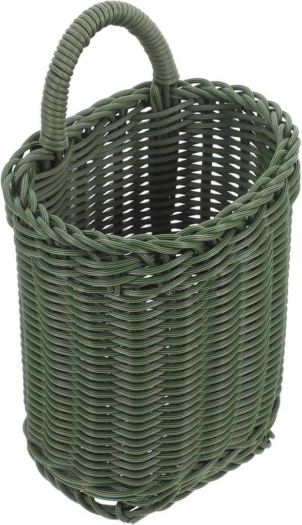 Woven Hanging Basket for Kitchen Storage Rustic Rattan Wall Basket for Organizing Onions Garlic Condiments Versatile Farmhouse Style for Home Decor and Kitchen Use