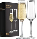 Champagne Glasses 8.5 OZ, Champagne Flutes set of 2, Unique Champagne Gift for Birthday, Wedding, Anniversary, Ideal for Home Bar, Parties etc