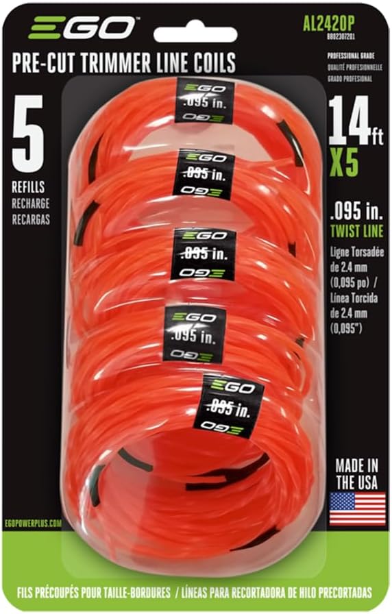 EGO Power+ Twisted String Trimmer Lines, Pre-Cut 0.095", 5-Pack - AL2420P