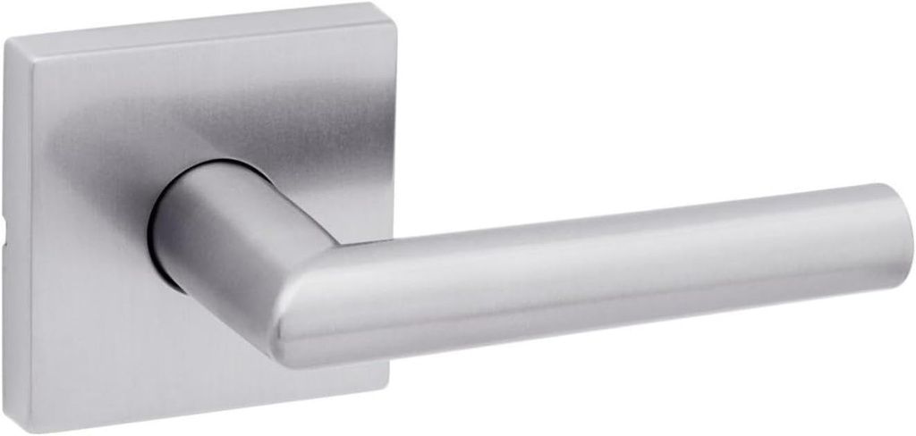 Kwikset 720MILSQT-26D Milan Lever with Square Rose Passage Door Lock with 6AL Latch and RCS Strike Satin Chrome Finish