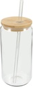 Glass Beverage Cup with Bamboo Lid and Straw Tumbler for Hot and Cold Drinks for Milk Tea Juice and Iced Coffee Home Cafes and Restaurants