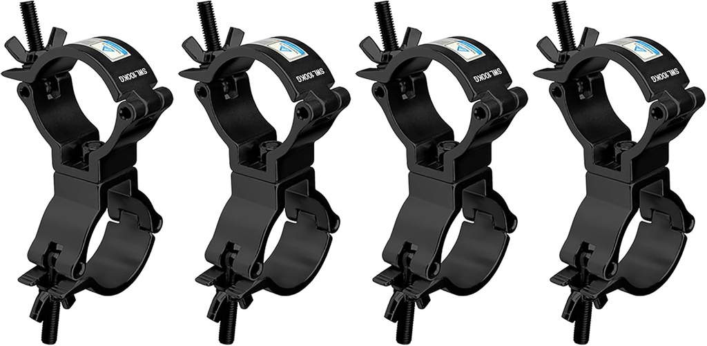 GBGS 4-Pack Black Swivel Double Truss Clamps, Fits O.D. 2" (50.8 mm) Truss,360° Wrap-Around DJ Stage Lighting Clamp,Max Load 220 lb