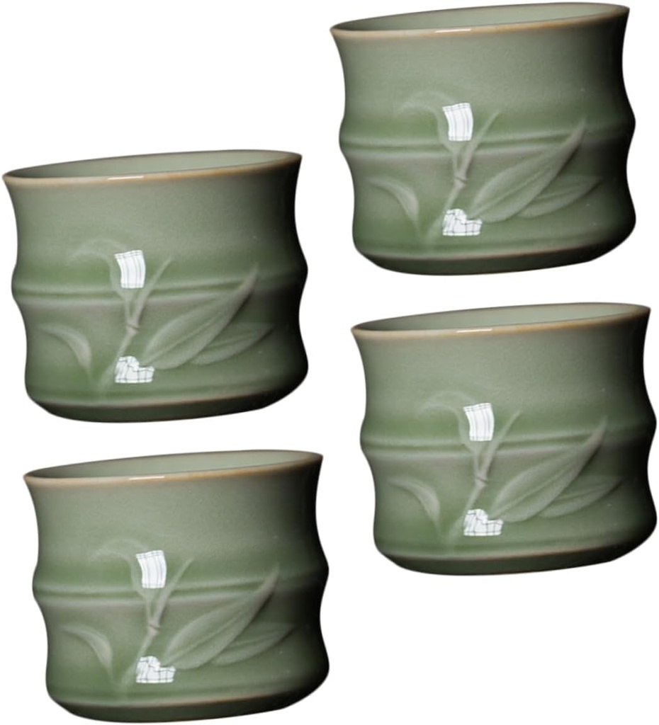 4pcs Decorative Small Ceramic Tea Cups Traditional Teacups for Household Use for Tea Unique Design