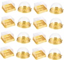 Zerodeko 100pcs Round Moon Cake Packaging Boxes Golden Plastic Containers for Pastries Egg-yolk Puff and Cakes Multipurpose Bakery Storage