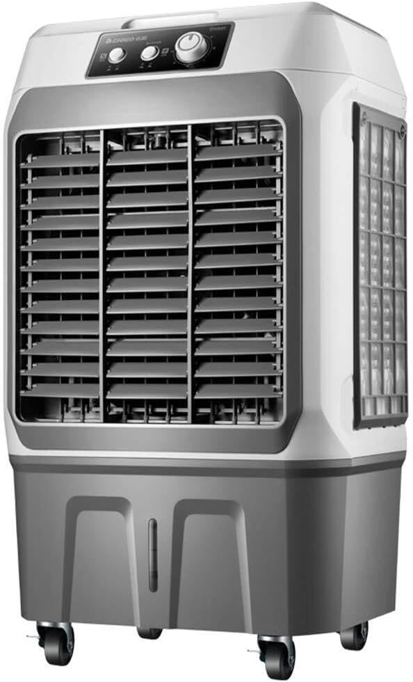 Evaporative Air Cooler & Humidifier, 3 Speeds, 27L Water Tank, 150W, Commercial & Home Use, 90° Oscillation, Portable with Universal Casters – White
