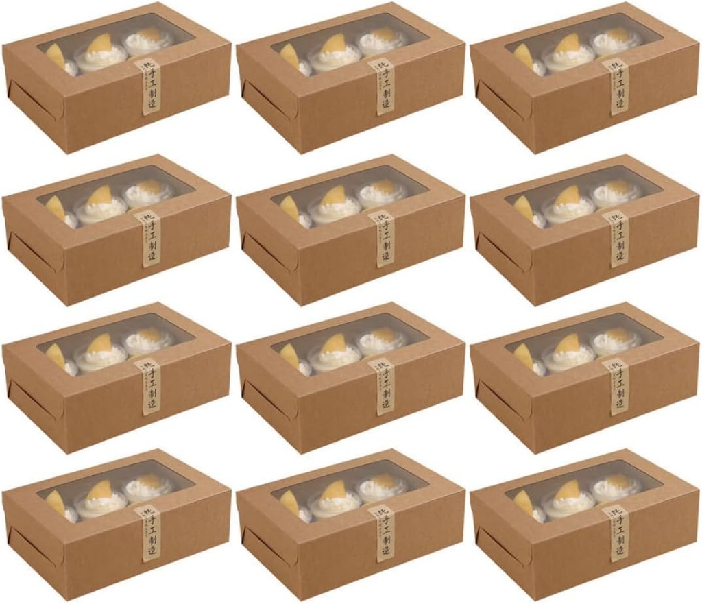 Cabilock 6-grid Paper Cake Holder Boxes Wedding Box Cupcake Packaging Window Display Paper Easy to Use