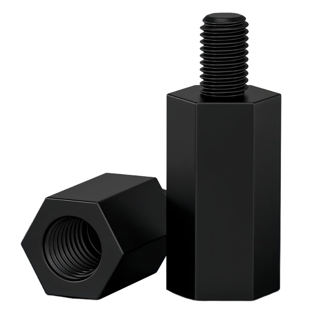 NACX M2.5 x 6mm + 6mm Male Female Hex Thread Nylon PCB Motherboard Spacer Standoff Pillar, Black, 200Pcs