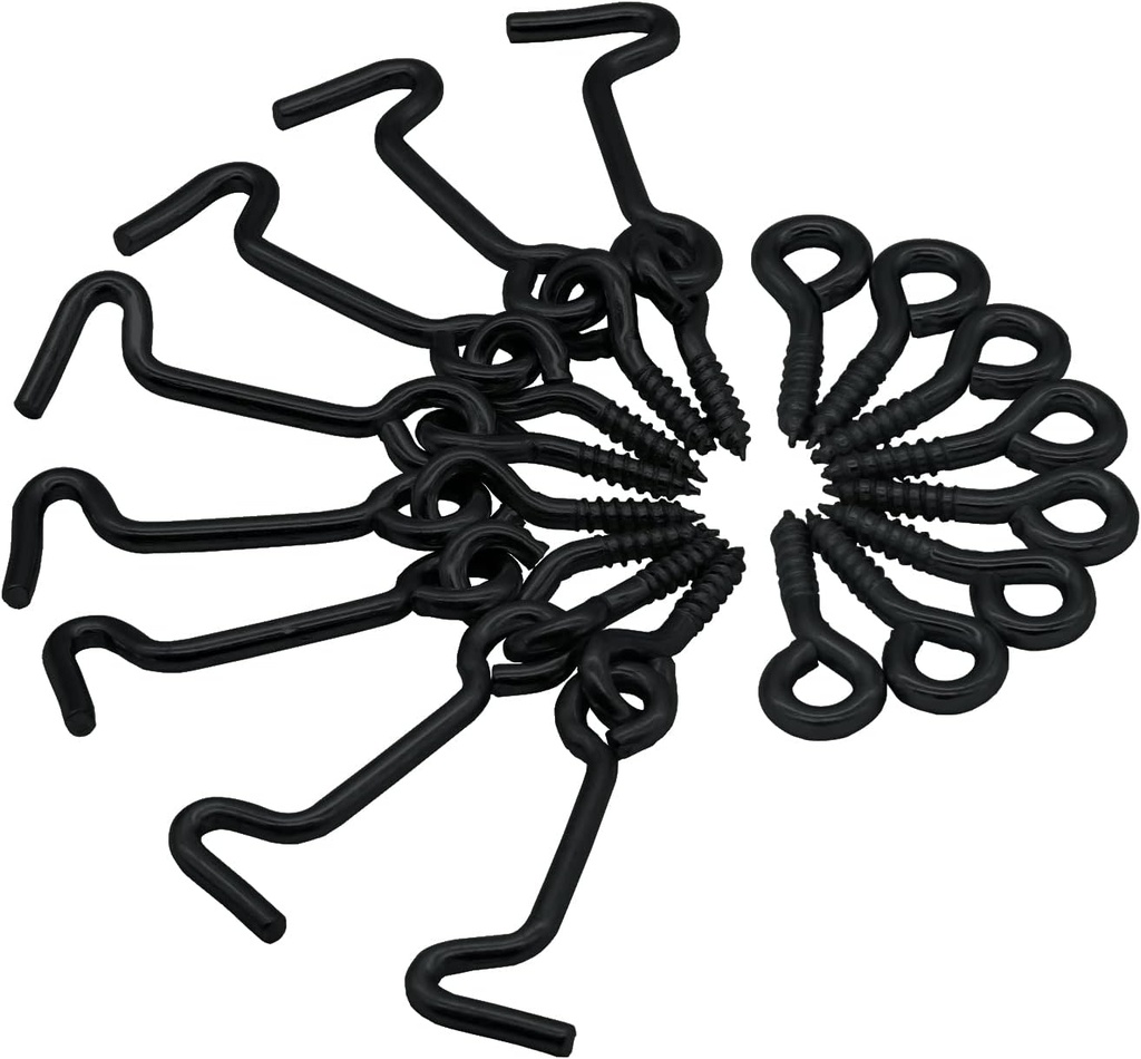 2 Inch Black Eye Latch Swivel Window Latch(8Pcs), Steel Cabin Hook with Mounting Screws for Gate Door Wood