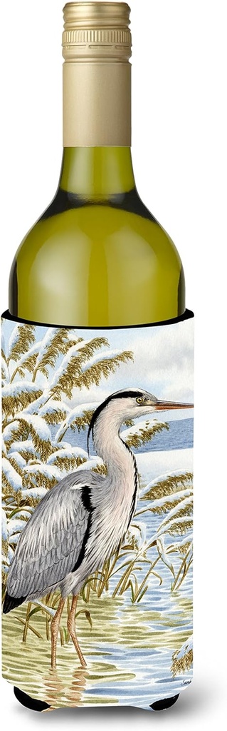 Caroline's Treasures ASA2058LITERK Blue Heron in The Water Wine Bottle Hugger Bottle Cooler Sleeve Hugger Machine Washable Collapsible Insulator Beverage Insulated Holder