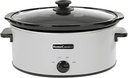 HOMECOOKIN 7 Quart Slow Cooker Oval Manual Pot Food Warmer with 3 Cooking Settings, White Stainless Steel