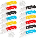 REXBETI 12 Pack Folding Utility Knife Set Quick Change Blade box cutter, Back-lock Mechanism with 20 Extra Blades, SK5 Standard Replaceable Razor Blad