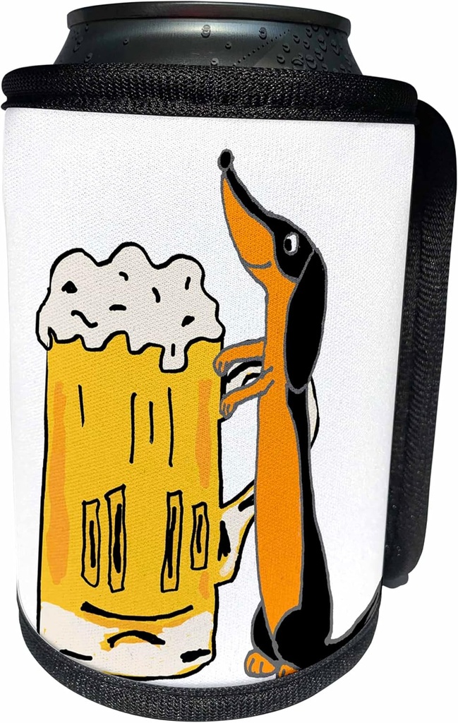 Can Cooler Bottle Wrap - Funny Cute Dachshund Puppy Dog Drinking Beer Dachshund Lover Pets