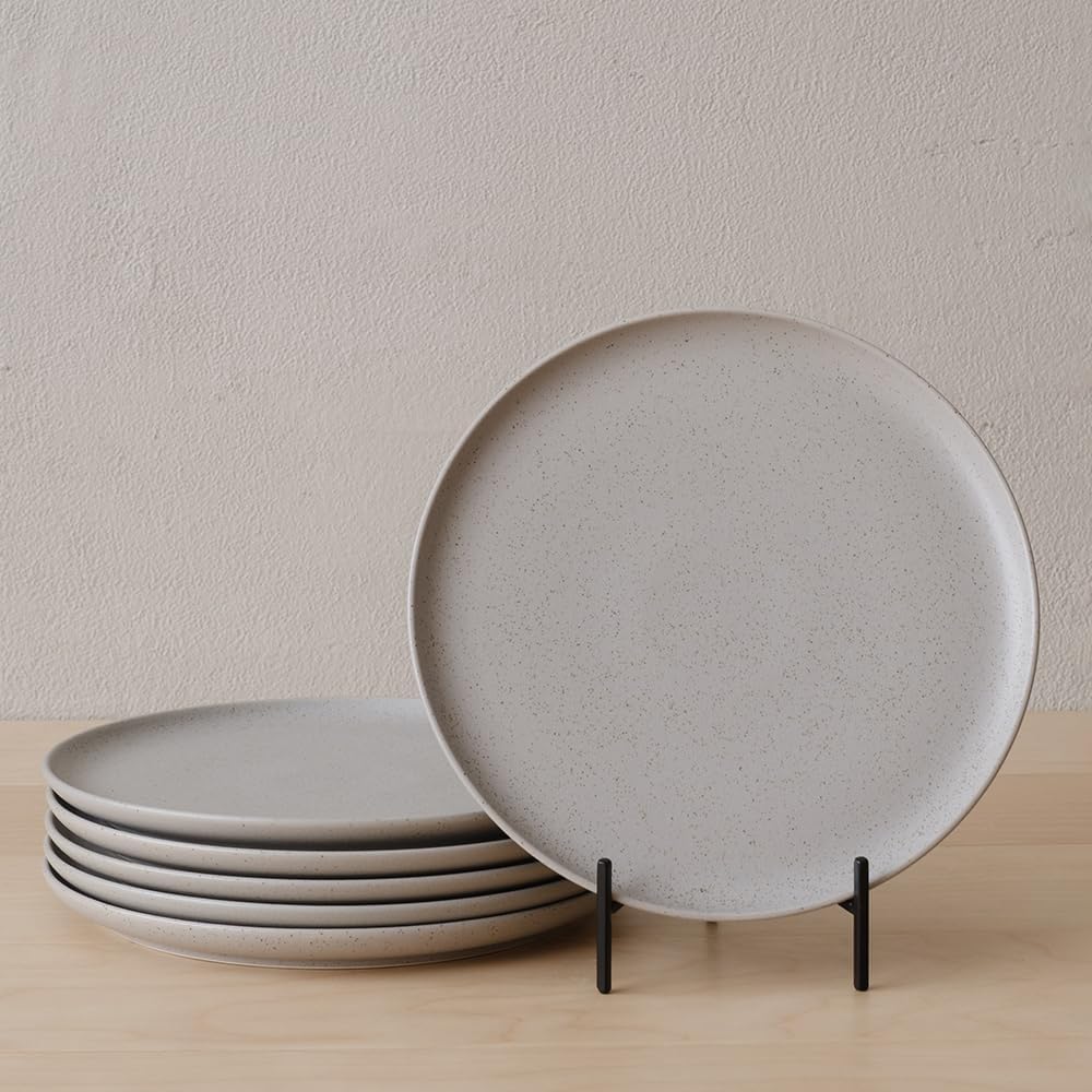 WENSHUO Dinner Plates Set of 6, Chip and Scratch Resistant (Sandstone Gray, 8.5 Inch)