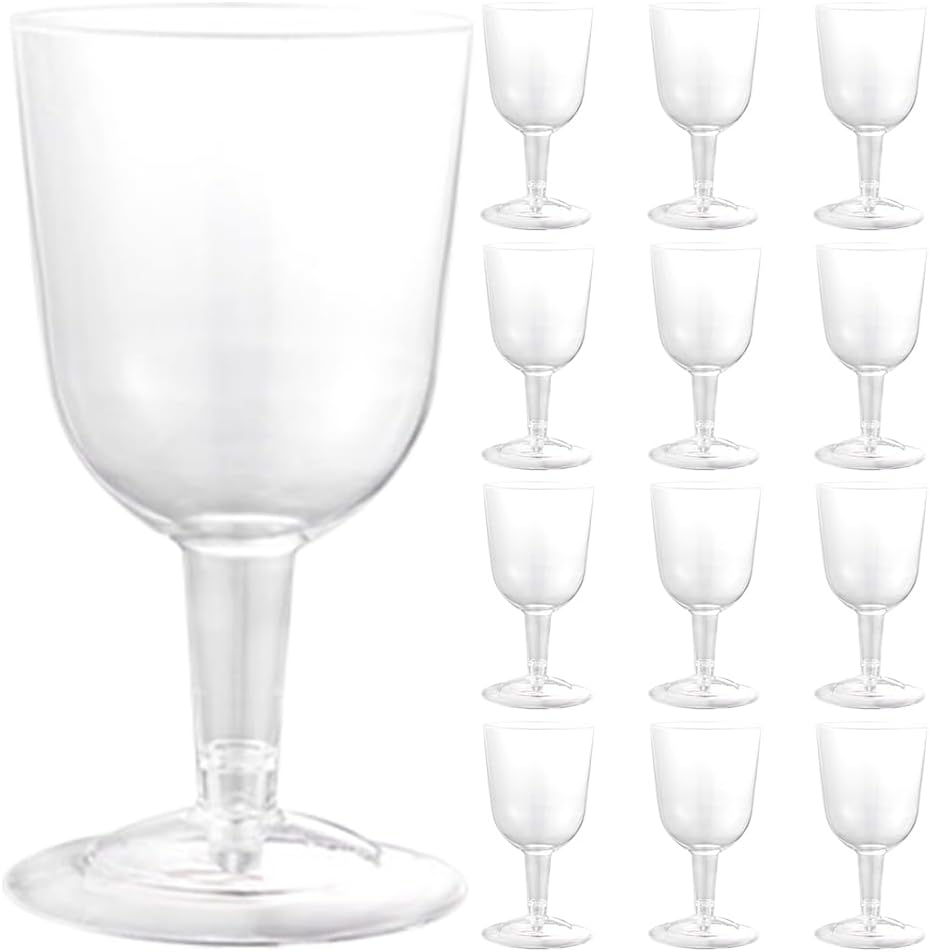 LUOZZY 48pcs Plastic Goblet Clear Wine Cup Detachable Bottom Wine Cup Reusable Cocktail Cup for Home Bar Restaurant
