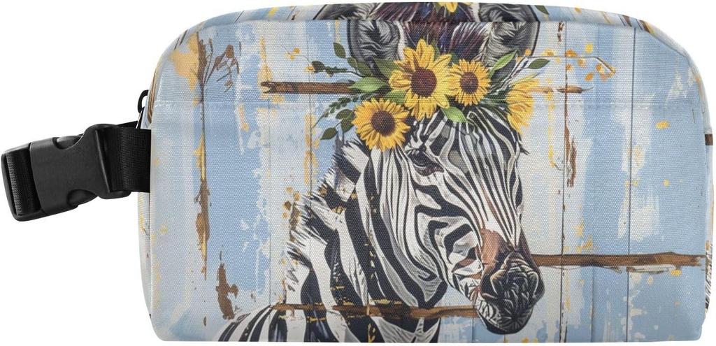 Sunflower Zebra Farmhouse Zebra Small Cooler Bag Mini Insulated Lunch Bag with Zipper Pocket&Buckle, Portable Soft Bags Freezable Snack Box Thermal Meal Tote with Handle for Work/Travel/School