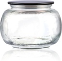 SOUL ONE Stackable Glass Cookie Cii Jar with Wide Mouth Airtight Wooden Lid, Clear Candy Jar, Sugar Jars for Kitchen, Round Organization Container for Coffee Bean, Tea, Nut- 50 oz