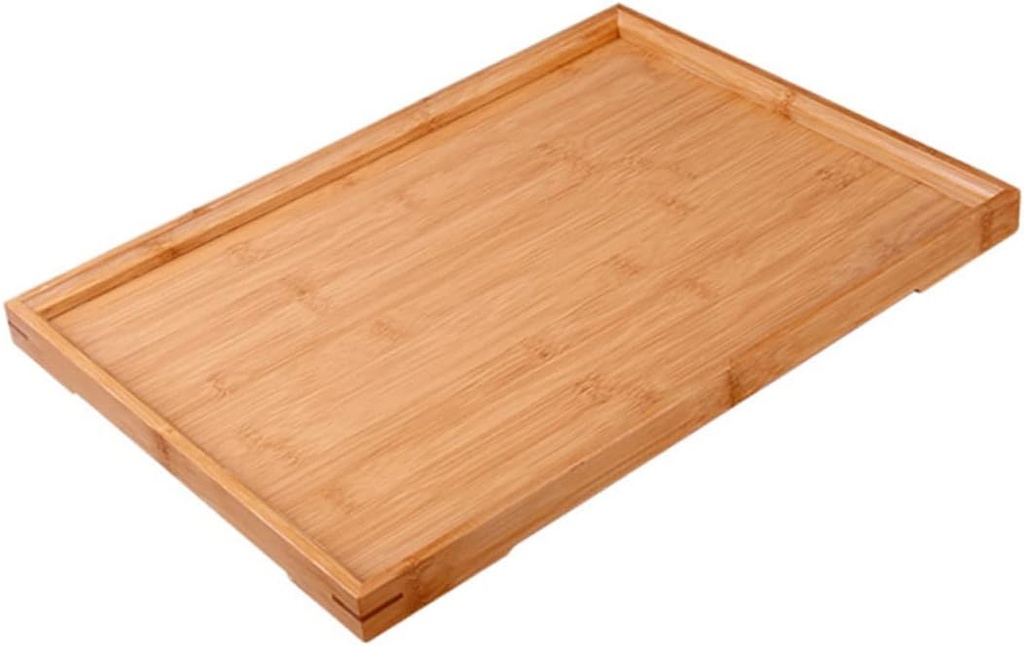 Garneck Japanese Style Bamboo Tea Tray for Sake Cups Long Rectangular Serving Tray Natural Wood Tea Pot Holder Easy to Clean and Entertaining