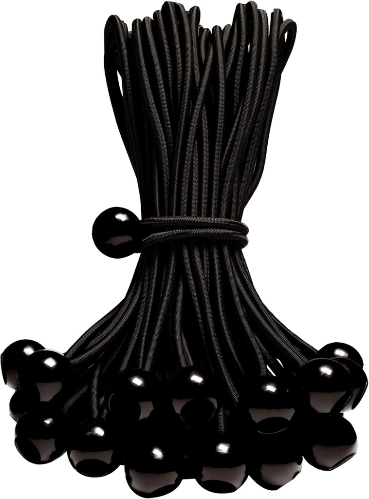 50-Piece YELIER Ball Bungee Cord (Black, 4"), UV Resistant, Antioxidant, Secure Tie Down