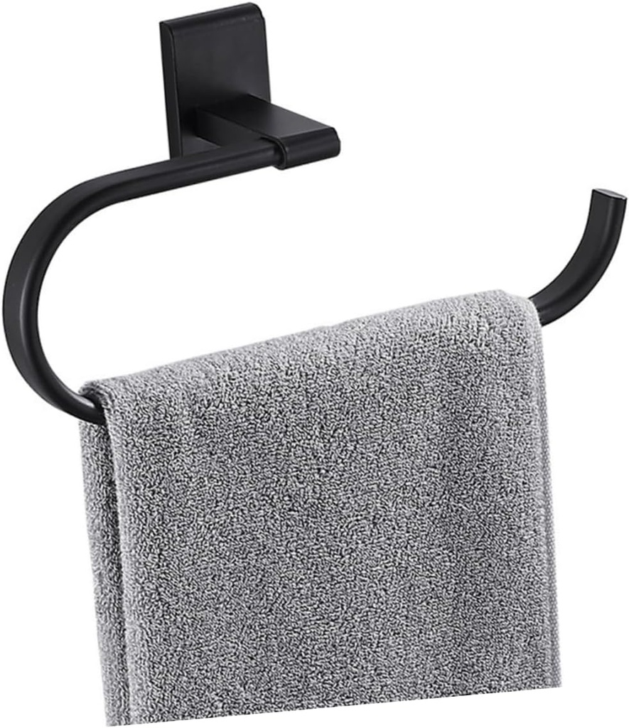 Gadpiparty 1pc Wall Mounted Towel Towel Holder for Bathroom Simple Elegant Design No Punch Installation Suitable for Home Hotel School Use Black
