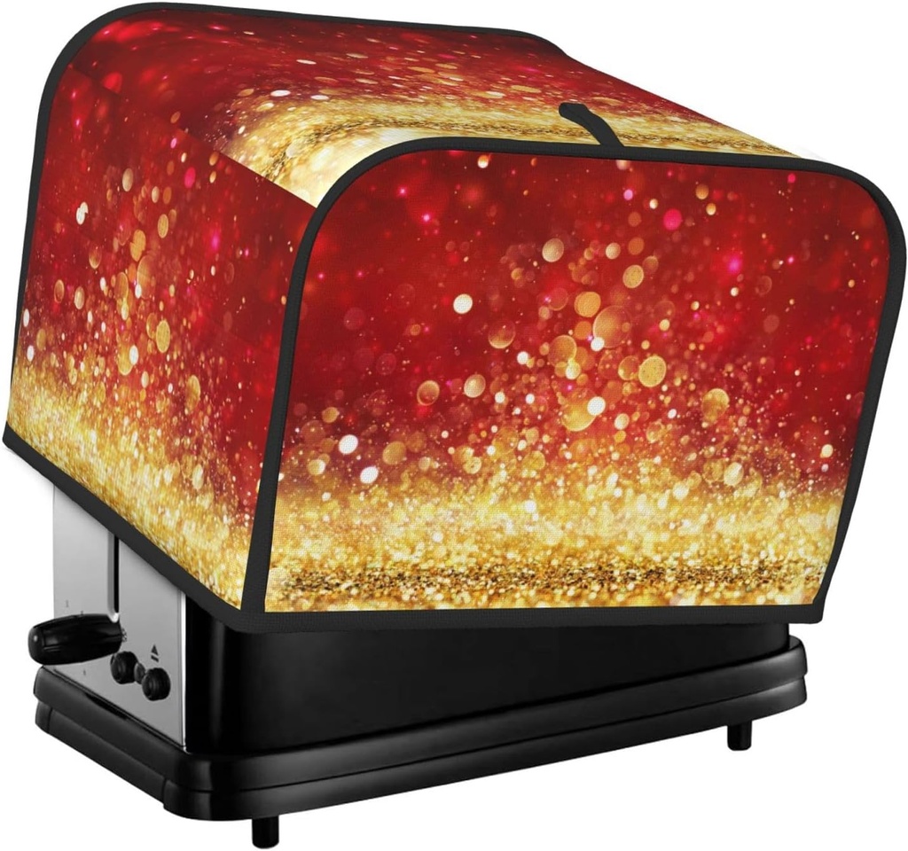 Oven Cover Kitchen Bread Machine Protector,4 Slice Toaster Cover For Home,Fingerprint Coaster Cover,Kitchen Small Appliance,Red Gold Glitter