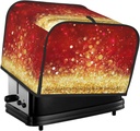 Oven Cover Kitchen Bread Machine Protector,4 Slice Toaster Cover For Home,Fingerprint Coaster Cover,Kitchen Small Appliance,Red Gold Glitter